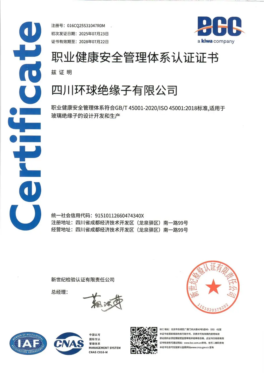 职业健康 体系证书（SGIC 中文）